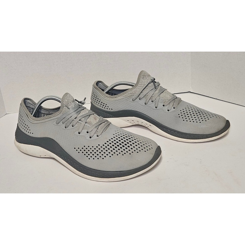 Crocs LiteRide 360 Pacer Mens Grey Lace Up Sneakers Shoes Size 12 Comfort Casual